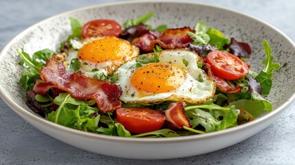 Fried Eggs and Bacon Salad