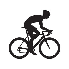 Person cycling on a bike silhouette for healthy living themes - person cycling silhouette - person cycling vector - person cycling illustration - cycling silhouette - cycling vector
