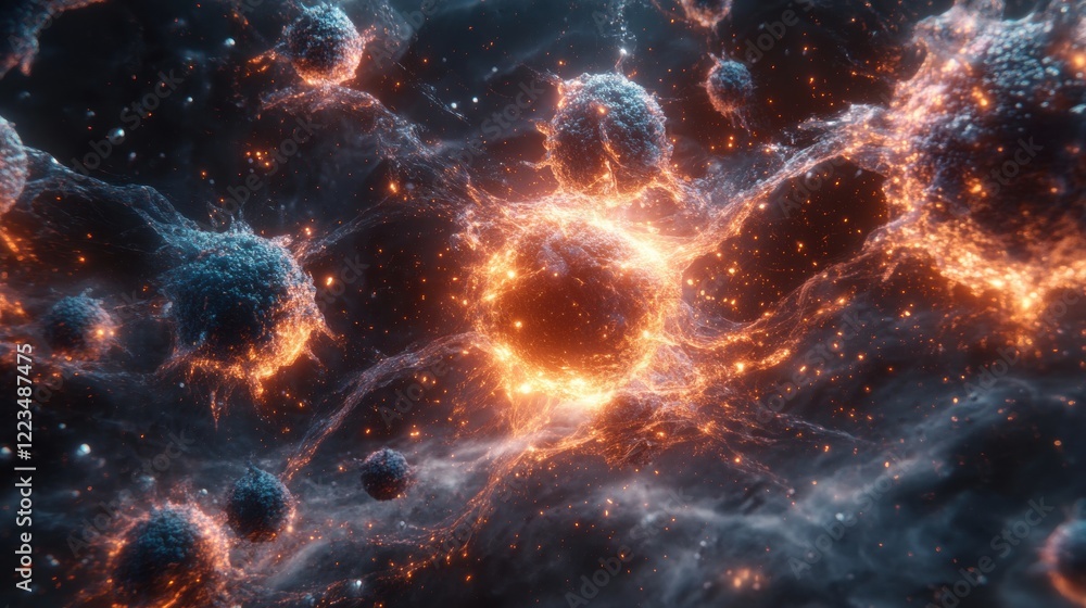 Wall mural cosmic nebula, fiery celestial entities