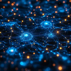 Obraz premium Artificial Intelligence Network Concept with Digital Background, Representing Advanced Technology, Neural Networks, and Data Connections in a Futuristic Virtual Environment