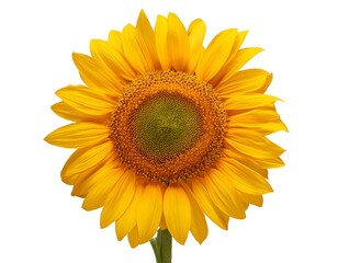 Fototapeta premium Sunflower isolated on white background. Bright and cheerful, ideal for nature themes, gardening, or summer projects. Clean, professional presentation for commercial use