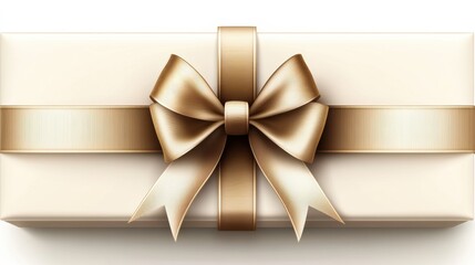 Elegant Beige Gift Box with Gold Ribbon and Bow