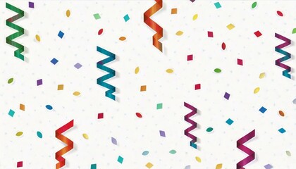 Obraz premium Padrão de confetes e serpentinas coloridos em fundo branco
