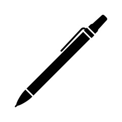 Pen for writing icon. Black silhouette. Front side view. Vector simple flat graphic illustration. Isolated object on white background. Isolate.