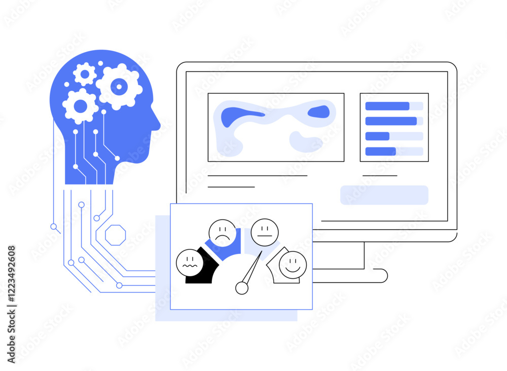 Poster ai-driven customer sentiment heatmaps abstract concept vector illustration.
