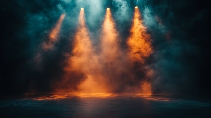 Naklejka premium dramatic spotlight beam through thick picture