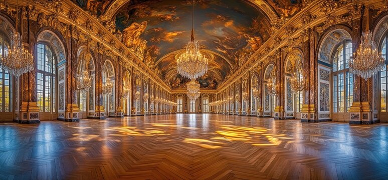 Magnificent Hall of Mirrors at Palace of Versailles