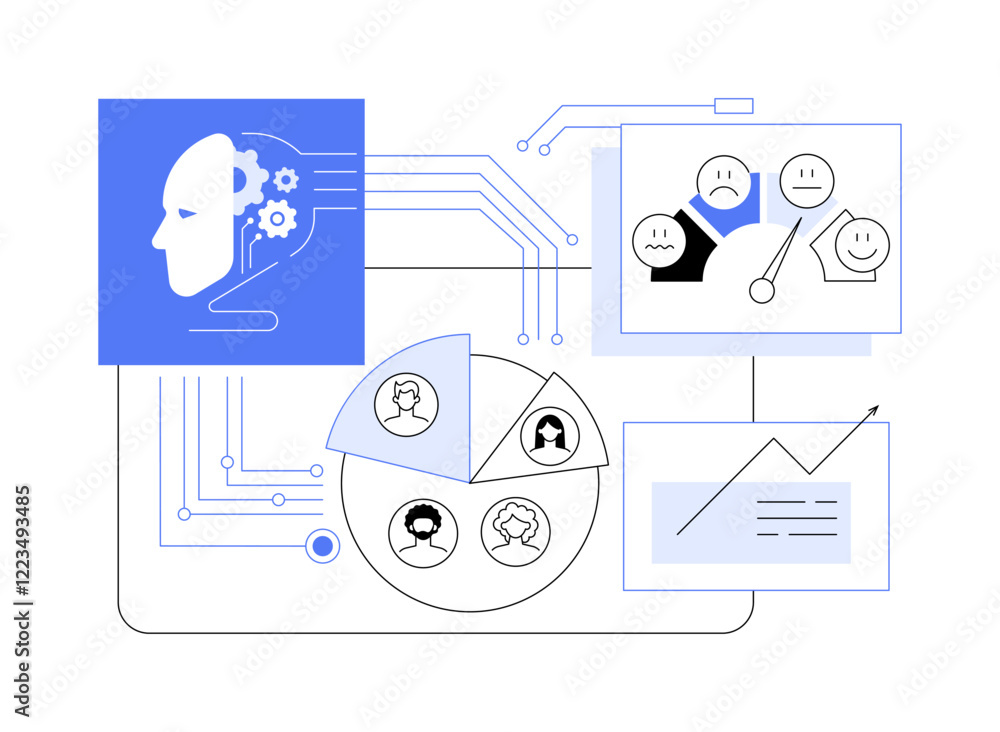 Poster ai-driven service recovery abstract concept vector illustration.