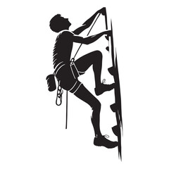 Action-packed silhouette of a person climbing upwards - person climbing silhouette - person climbing vector - person climbing illustration - climb silhouette - climber vector
