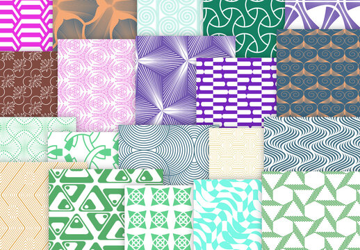 Collection of seamless geometric minimalistic patterns