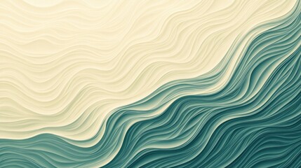Obraz premium Abstract Wavy Lines in Cream and Teal Tones