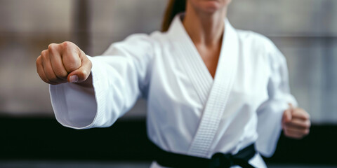 Martial artist practicing a powerful punch technique