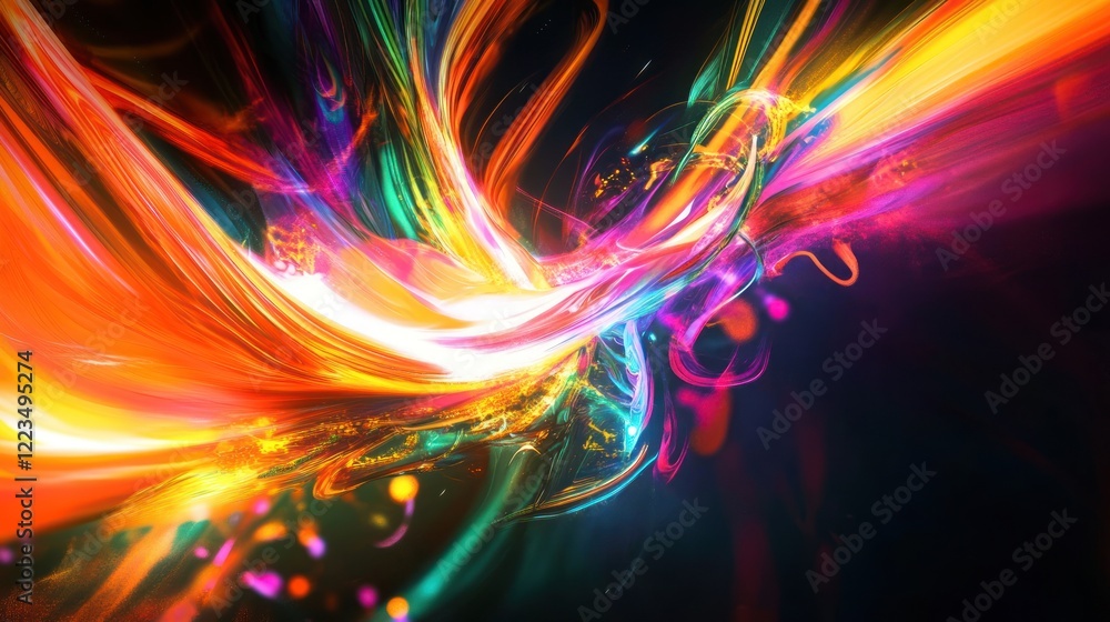 Poster abstract vibrant swirls of light and color