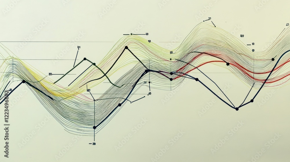 Poster abstract graphic representation of layered data trends