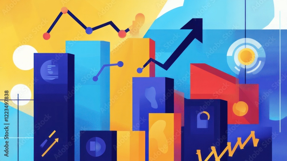 Poster Abstract Colorful Graphic Representing Growth and Data