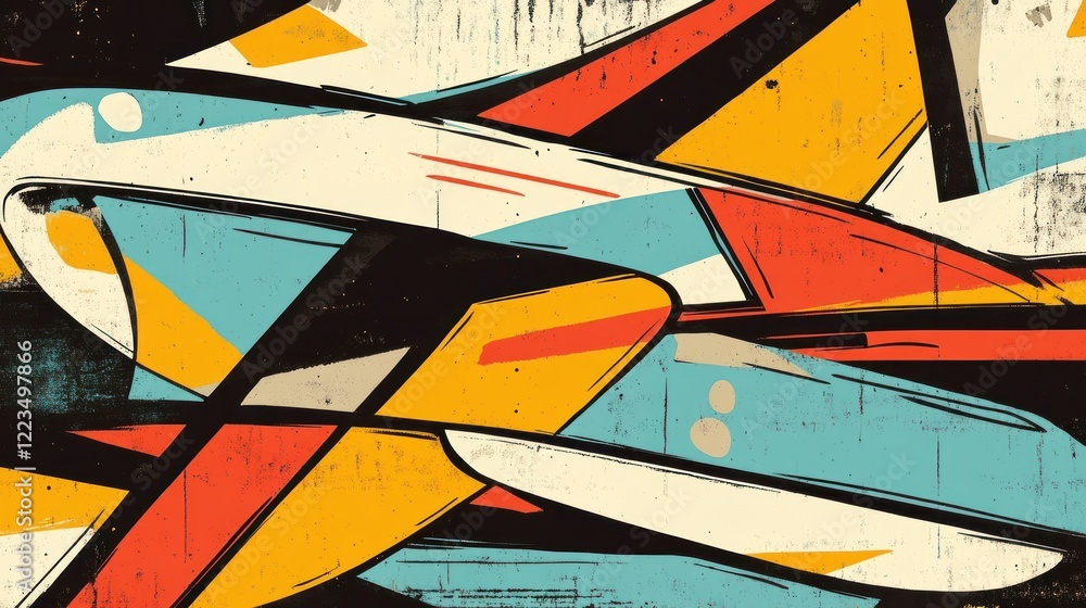 Aufkleber Abstract Geometric Artwork Featuring Bold Colors and Shapes