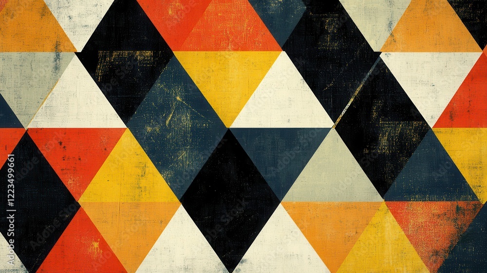 Aufkleber abstract geometric triangle pattern with vintage texture in warm tones