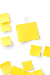 Empty yellow sticky post it note isolated on white background without text.