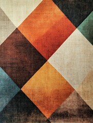 Abstract geometric textile pattern with vibrant color block design