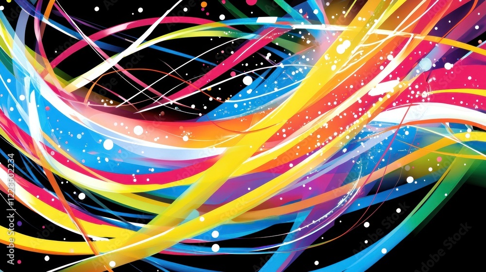 Poster abstract colorful swirling lines design