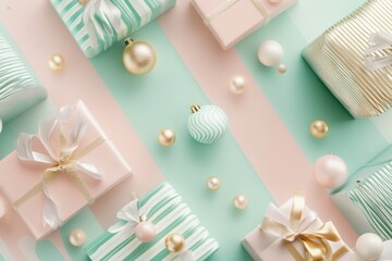 Abstract  Christmas background with pastel geometric patterns