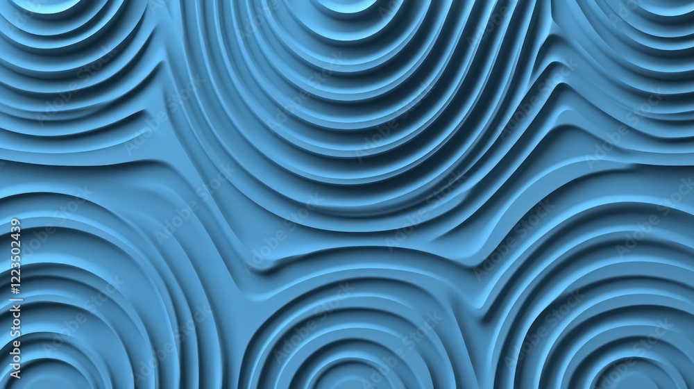 Poster Abstract Blue Concentric Circular Wave Pattern Design