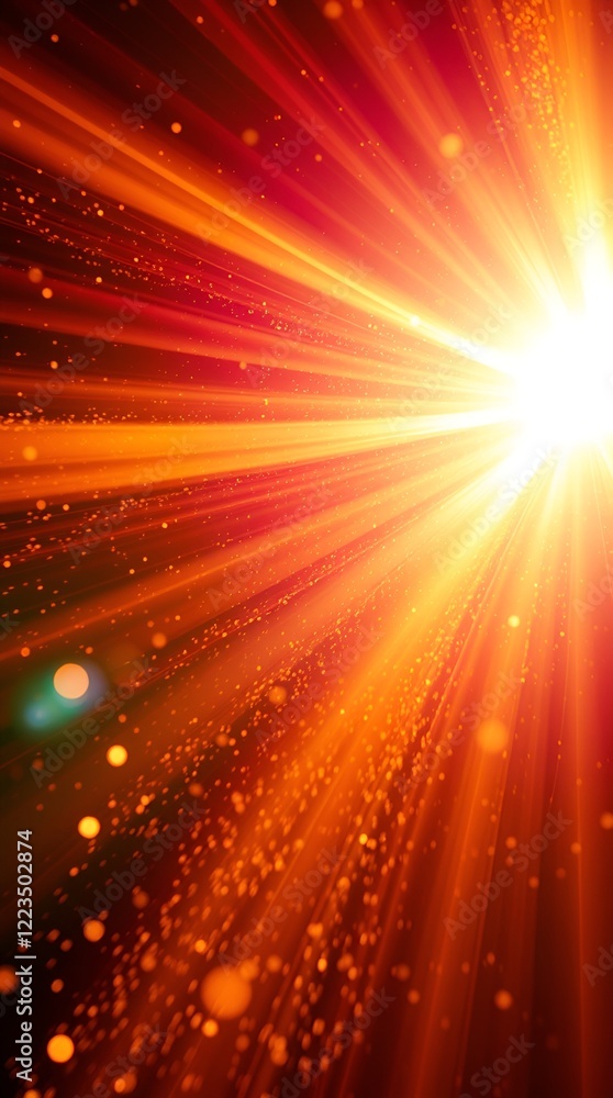 Poster radiant golden light rays bursting through in a vibrant and dynamic abstract style