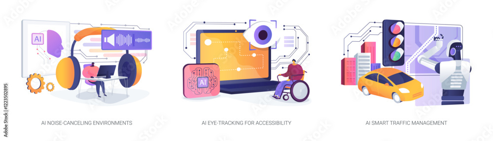 Aufkleber ai advancing accessibility and efficiency abstract concept vector illustrations.