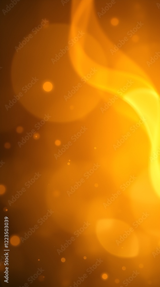 Poster warm golden abstract background with soft curves and glowing particles