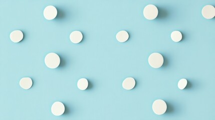 White circles arranged on a light blue background