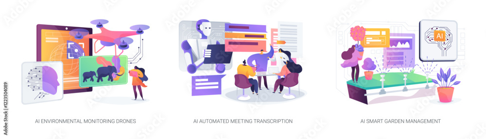 Aufkleber ai for environment and productivity abstract concept vector illustrations.