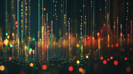 Abstract black background with Colorful charts and graphs with statistics to innovative analyze business potential and forecast future development of companies growth.