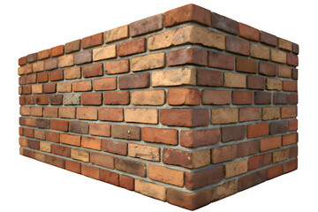 Obraz premium Full view of a brick wall. The bricks are a variety of reddish-brown shades, showing signs of age and weathering. The mortar between the bricks is a lighter shade of brown. 