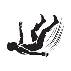 Dynamic motion capture of a falling person silhouette - falling person silhouette - falling person vector - falling person illustration - falling silhouette - falling vector
