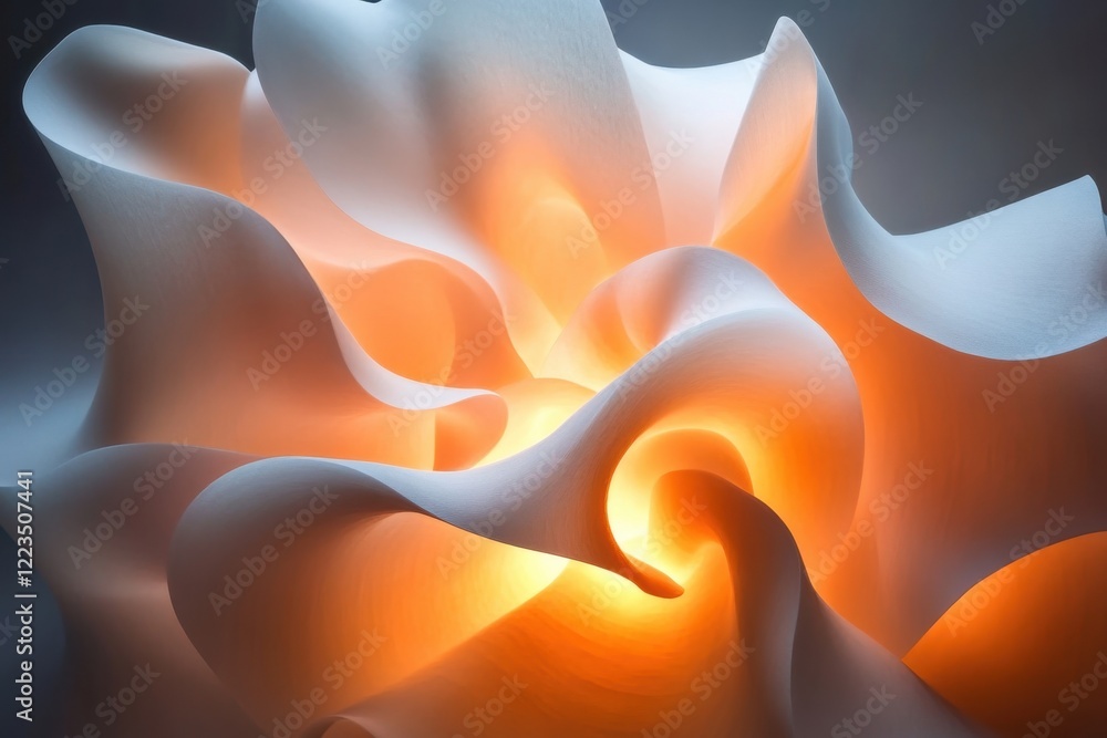 Aufkleber abstract sculpture with glowing core, showcasing flowing forms and soft illumination