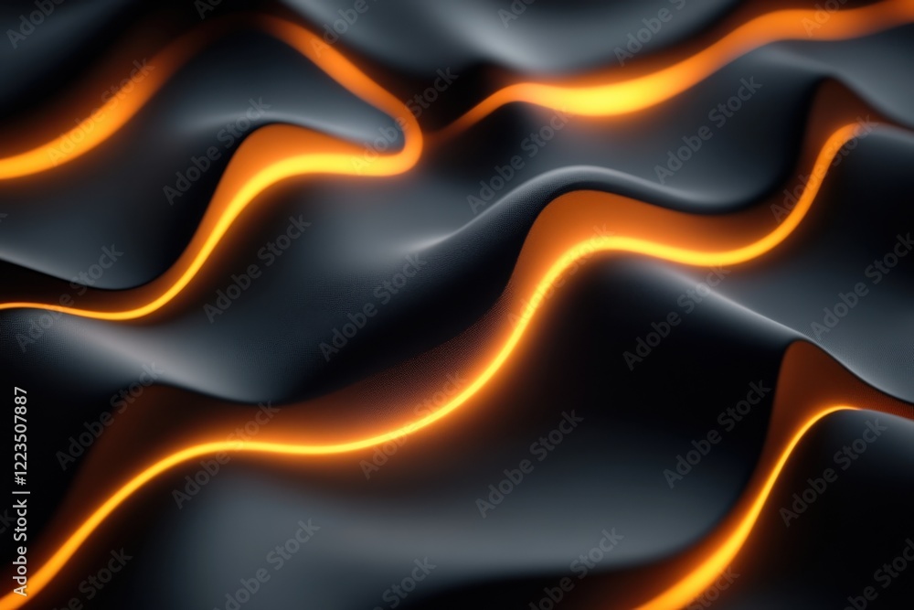 Poster waves of black and orange create a striking visual with smooth, flowing lines and curves
