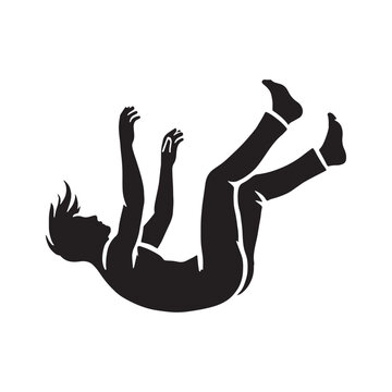 Dramatic silhouette of a person in free fall - falling person silhouette - falling person vector - falling person illustration - falling silhouette - falling vector

