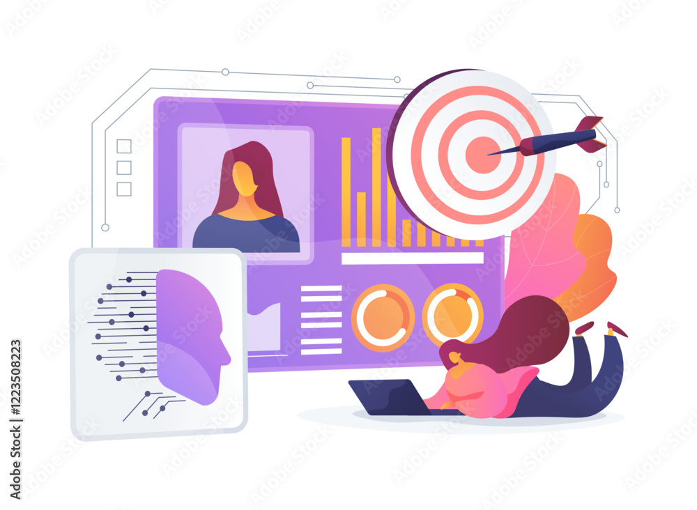 Poster ai-driven behavioral targeting abstract concept vector illustration.