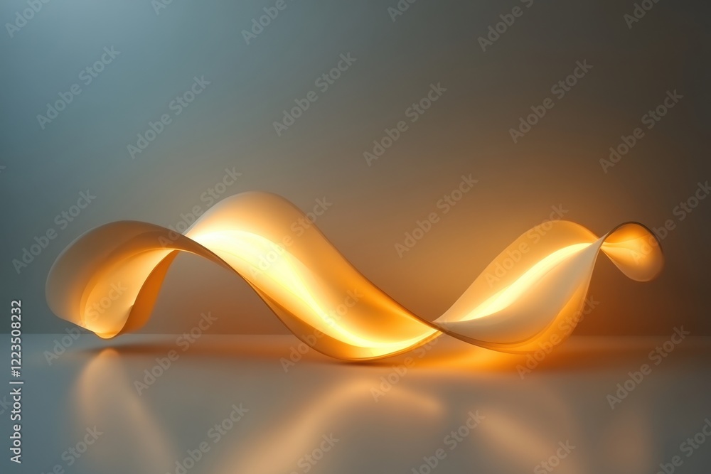 Poster elegant curved lamp design displaying warm light on a neutral backdrop in a modern setting