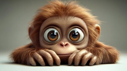 Adorable Baby Monkey Portrait with Large Eyes