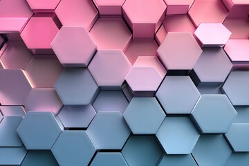 A bunch of pink and blue hexagons stacked on top of each other
