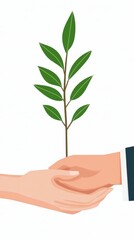 Two Hands Gently Nurturing a Young Sprout, Symbolizing Environmental Care and Hope for the Future