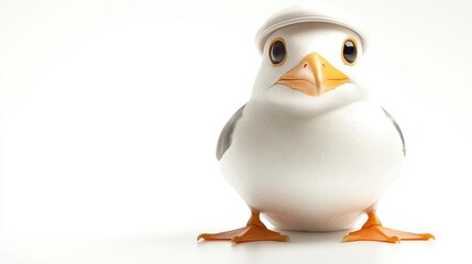 Obraz premium Cute Seabird Wearing a Hat