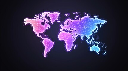 Global network connection, digital world map