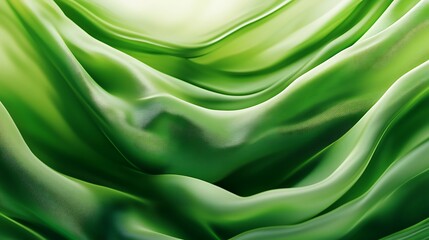 Fototapeta premium Abstract Green Fabric Draped Waves Design