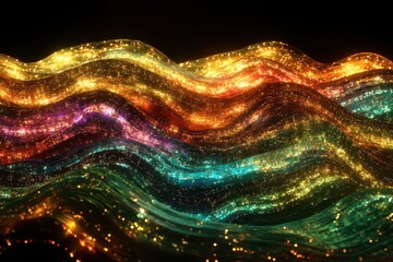 Colorful shimmering waves of light create a mesmerizing visual experience at night
