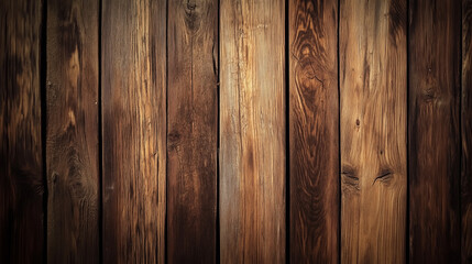 Fototapeta premium Tough, Weathered Wood Plank Texture with Coarse Grain Lines, Uneven Edges, and Rich Brown Hues, Perfect for Achieving Natural, Hard-Worn Rustic Charm