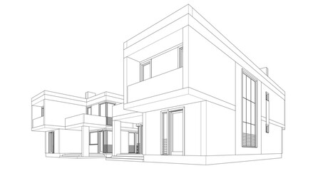 Linear view of house architectural concept vector illustration