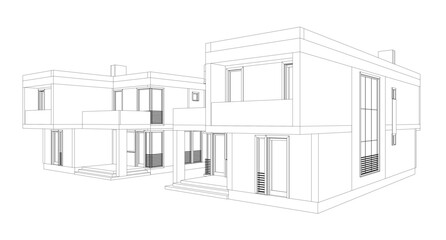 Linear view of house architectural concept vector illustration