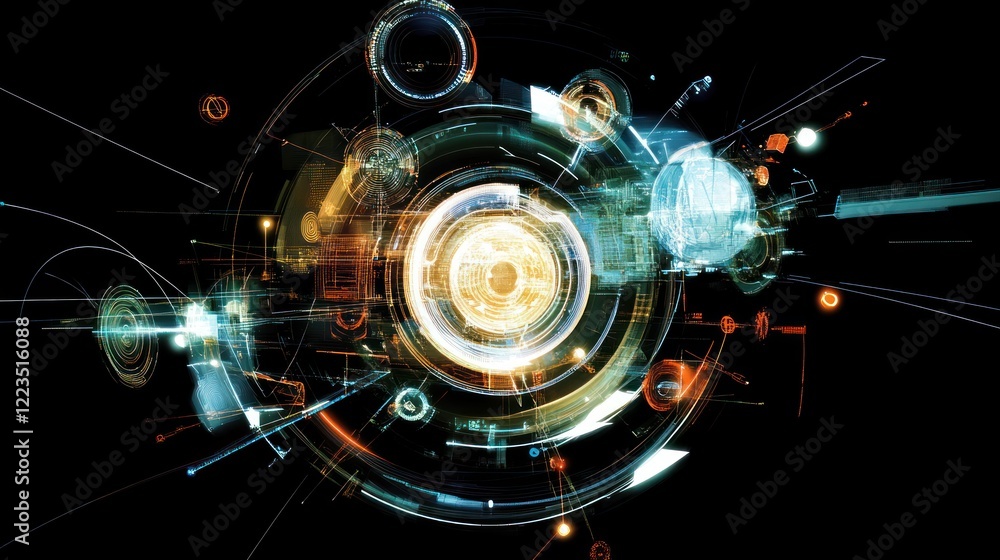 Poster abstract digital technology interface design concept